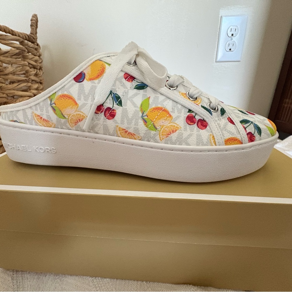 Michael Kors White Cream Sneakers with Fruit
